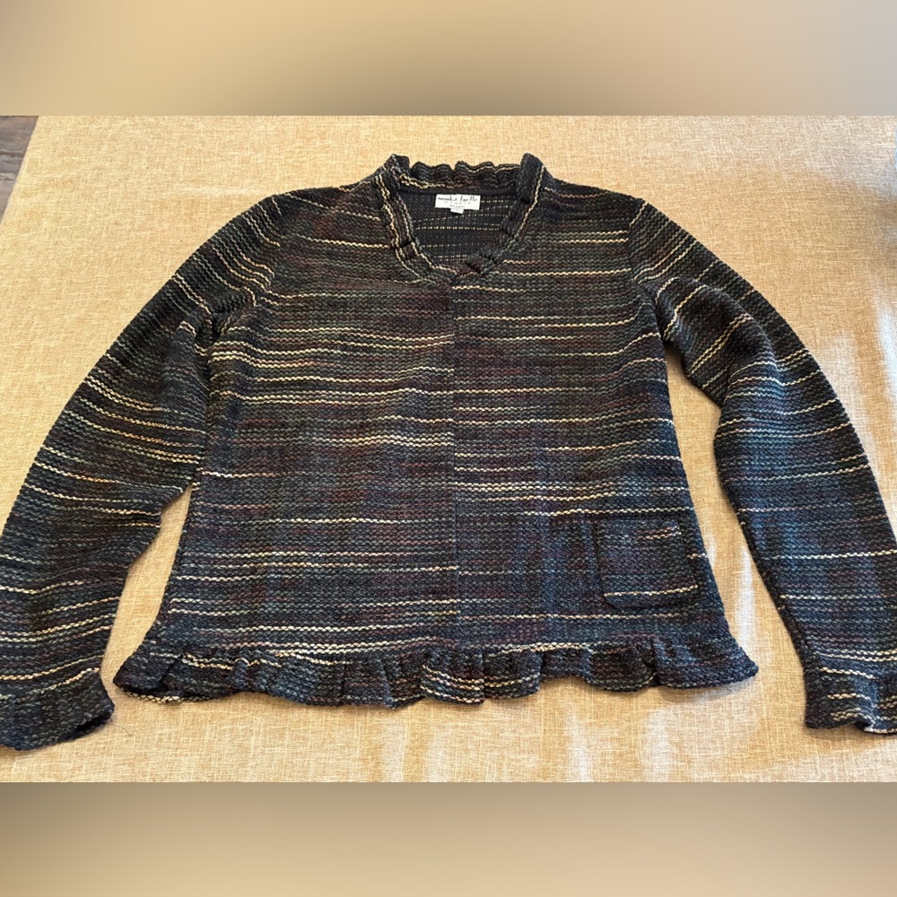 Monika Turtle Studio Knit Sweater with Ruffled Hem & Sleeves